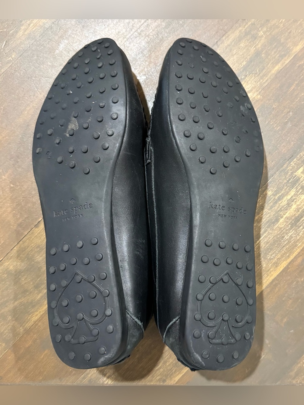 Kate Spade NY Women's Loafers Black Leather Flat Gold Accents Shoes Size 10B - Picture 8 of 8